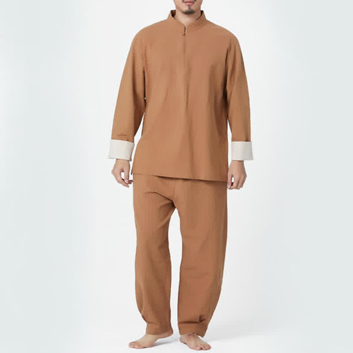 Conjunto de ropa de lino y algodón para hombre, meditación Zen espiritual, Buddha Stones, Yoga, práctica de oración
