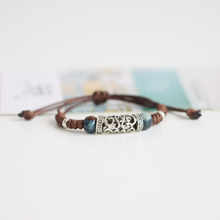 Pulsera de hilo de riqueza de cuentas de cerámica del Tíbet