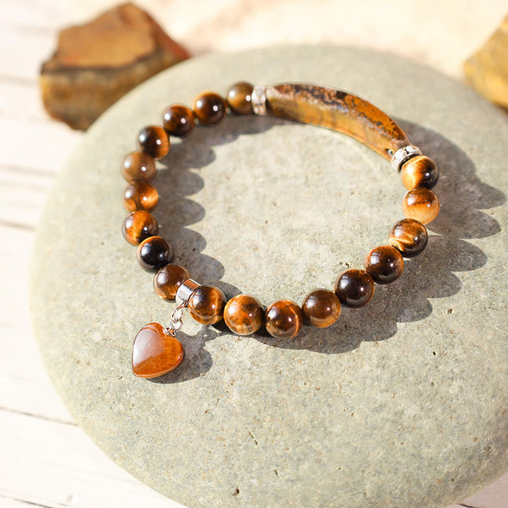 Pulsera de cuentas curativas de corazón de amor de cuarzo natural con Buddha Stones
