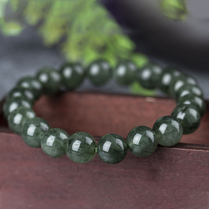 Pulsera de riqueza de bendición de cristal verde natural con Buddha Stones