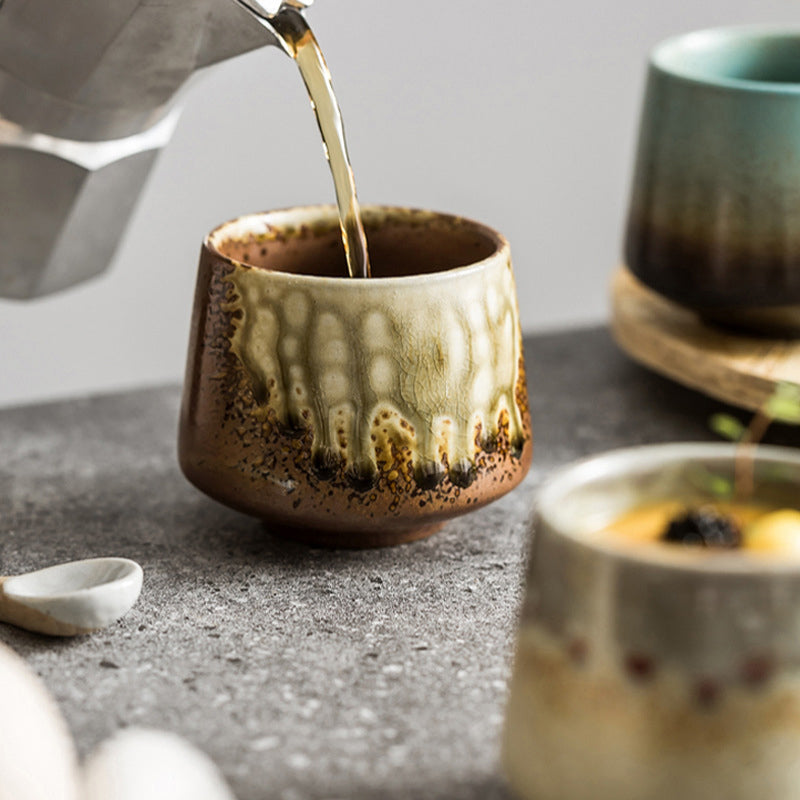 Taza de café de cerámica con cambio de horno Retro Buddha Stones , taza de café expreso de té, 200ml