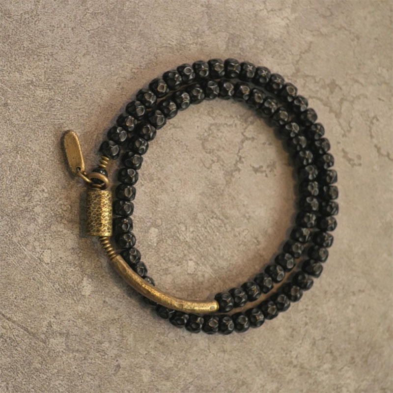 Pulsera de triple envoltura de cobre con concha de coco retro de Buddha Stones