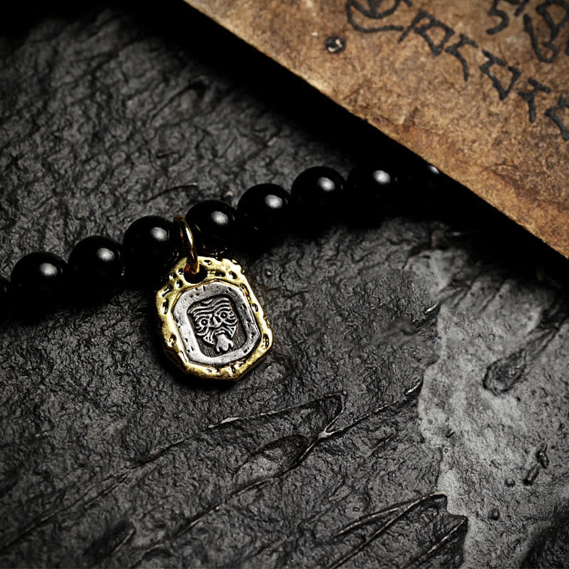 Buddha Stones tibetanas 108 cuentas de Mala ónix negro cuentas de ojo de tigre pulsera de protección Bagua de nueve palacios