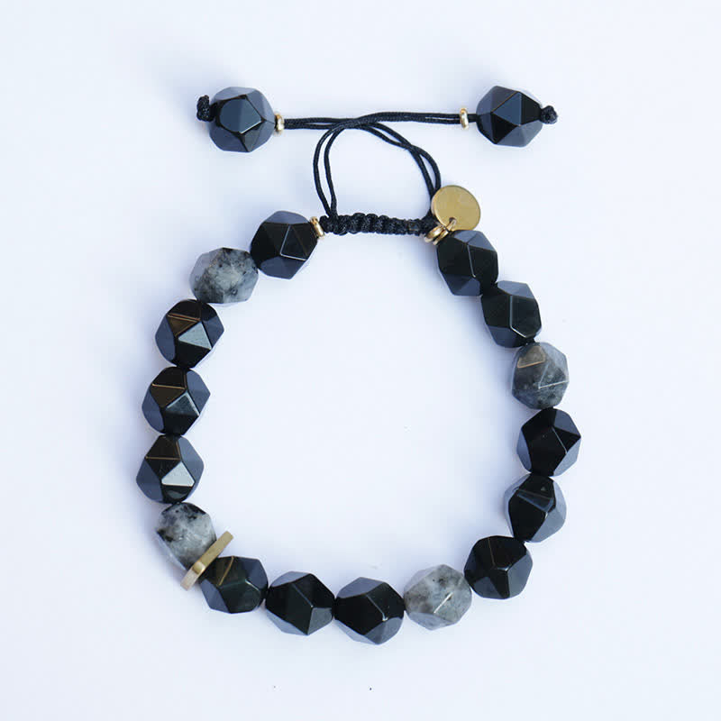 Pulsera de purificación de piedra con brillo negro de obsidiana negra