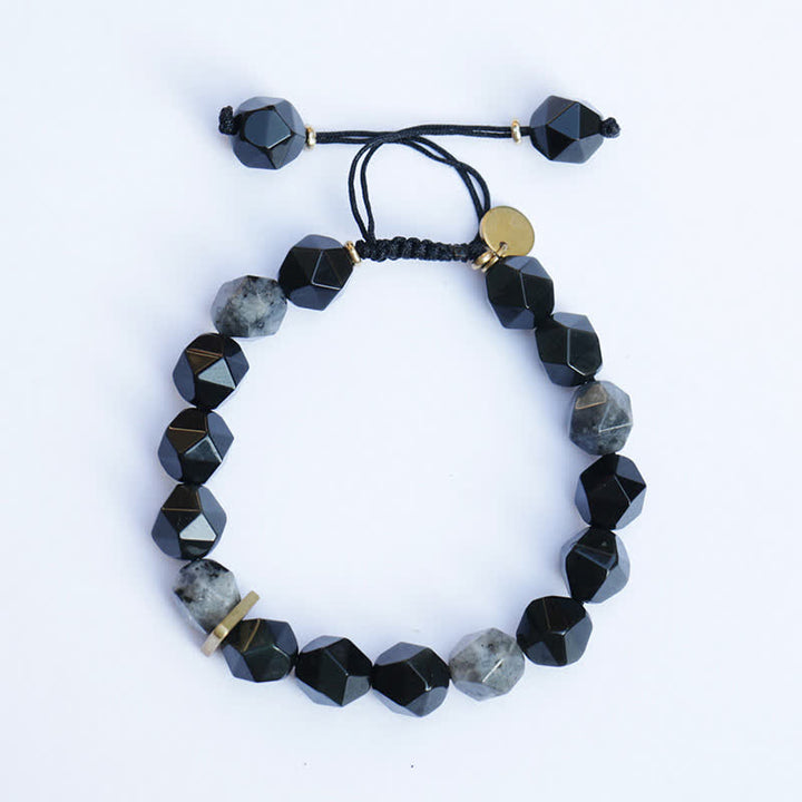 Pulsera de purificación de piedra con brillo negro de obsidiana negra