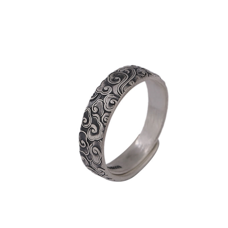 Anillo de iluminación grabado con Buddha Stones de plata de ley 999, flor de loto, flor de ciruelo, nubes auspiciosas - image 12