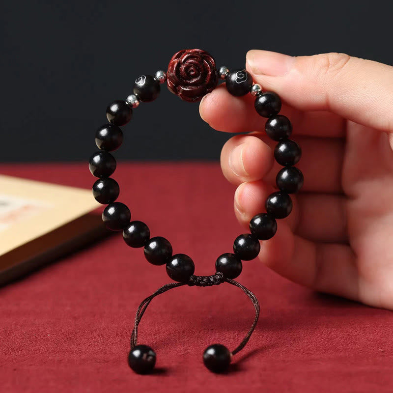 Pulsera De Calmante De Sándalo Rojo Hoja Pequeña De Buddha Stones