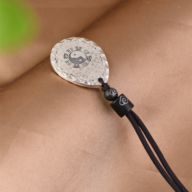 Buddha Stones Vintage Plata de Ley 999 Yin Yang Bagua diseño de gota de agua equilibrio armonía collar colgante - image 6