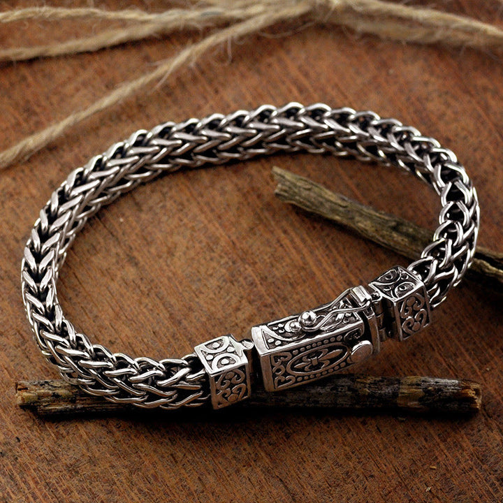 Pulsera curativa de equilibrio con diseño trenzado de quilla de dragón retro con Buddha Stones