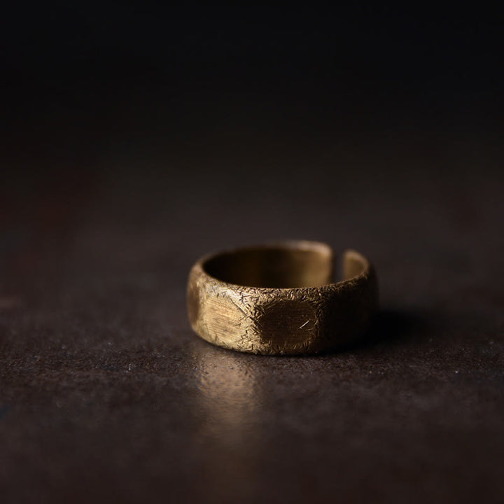 Anillo de riqueza esmerilado de latón y cobre de diseño simple tibetano - 6 mm - 49,6 mm - image 3