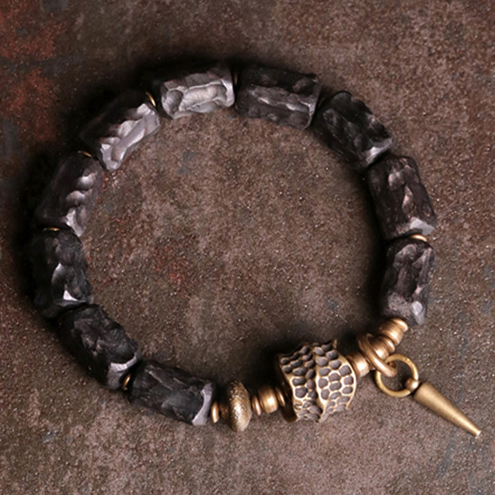 Pulsera de pareja con protección de equilibrio de cobre y madera de ébano con Buddha Stones