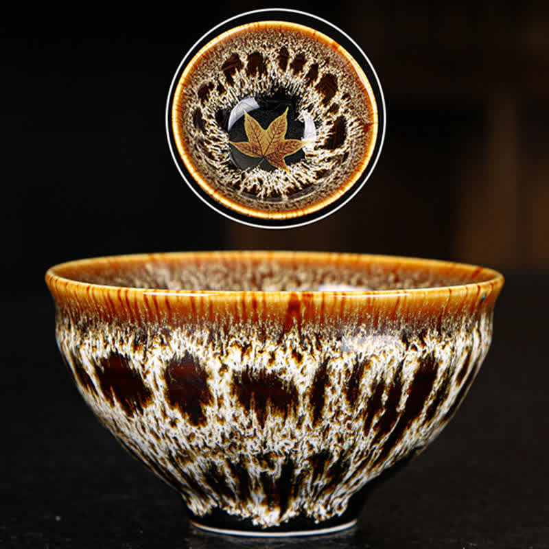 Tazas de té caseras de cerámica coloridas de la hoja de arce de las Buddha Stones