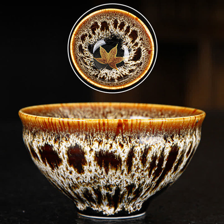 Tazas de té caseras de cerámica coloridas de la hoja de arce de las Buddha Stones