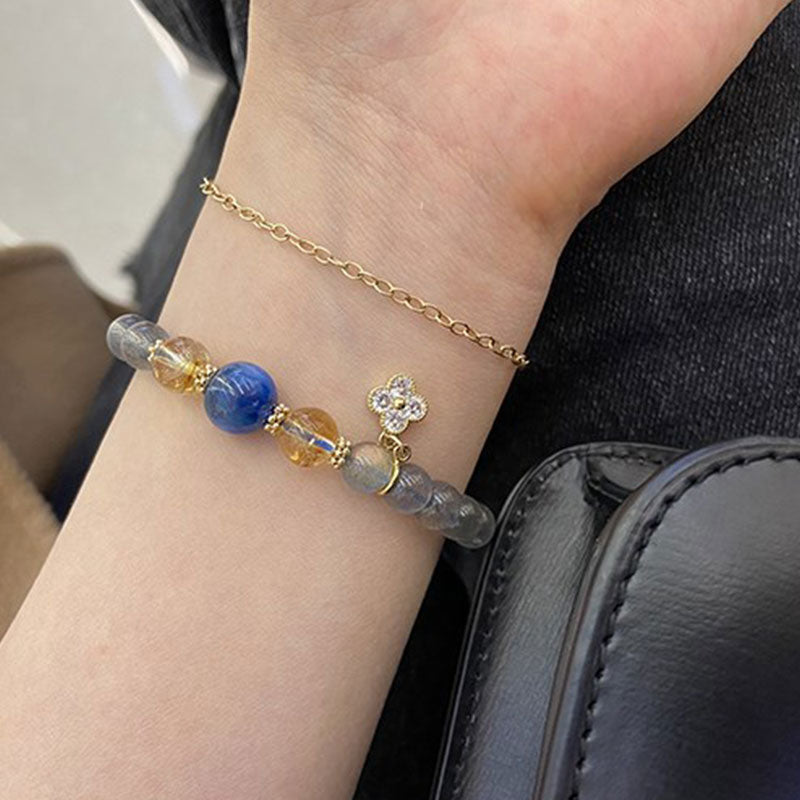 Pulsera de cuentas curativas de Chram de flor de piedra lunar natural