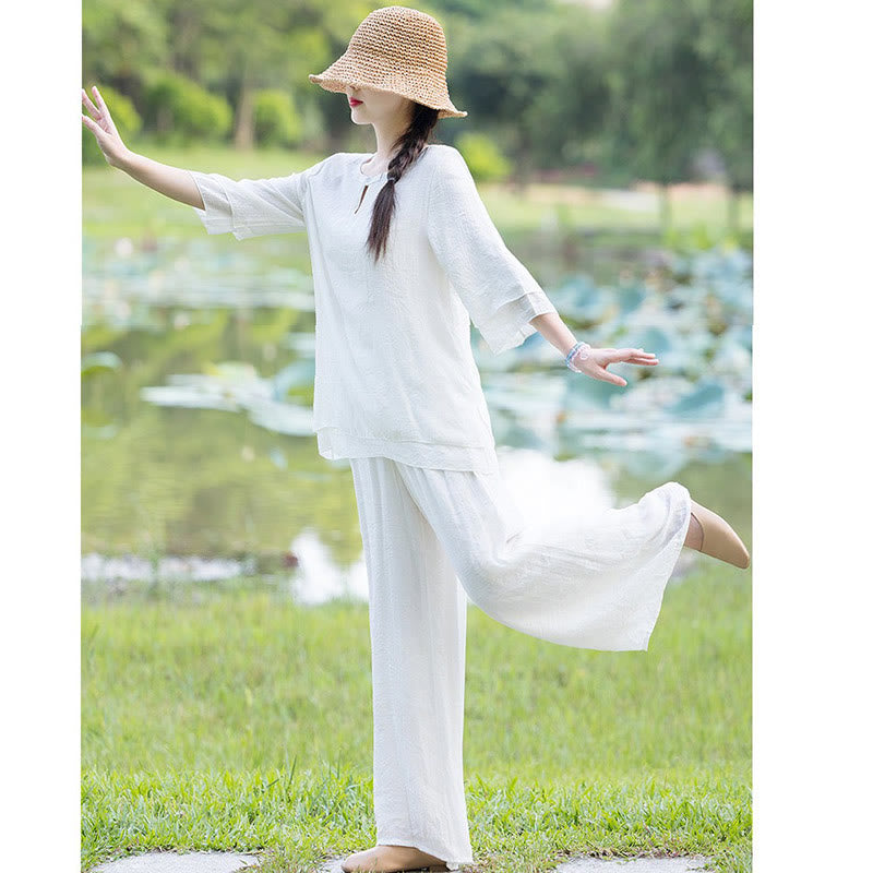 Conjunto de ropa de práctica matutina espiritual Zen para meditación y oración de Tai Chi, conjunto para mujer - image 13