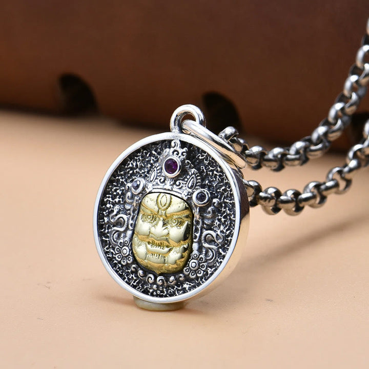 Collar espiritual con colgante de plata de ley 925 con Buddha Stones Zakiram, diosa de la riqueza, Dorje Vajra
