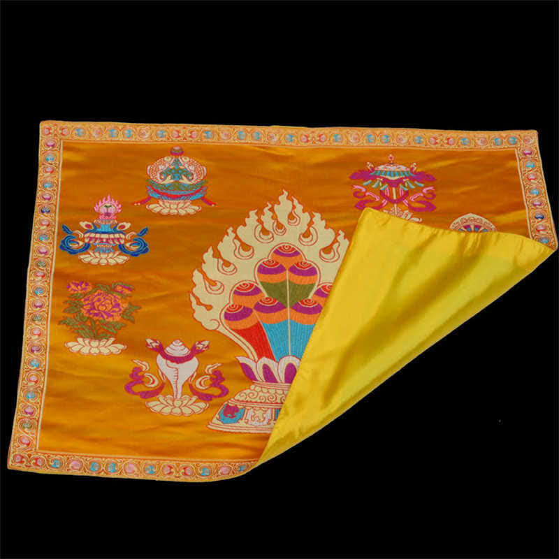 Tapete para altar de oración, meditación curativa, tapete con 8 símbolos auspiciosos