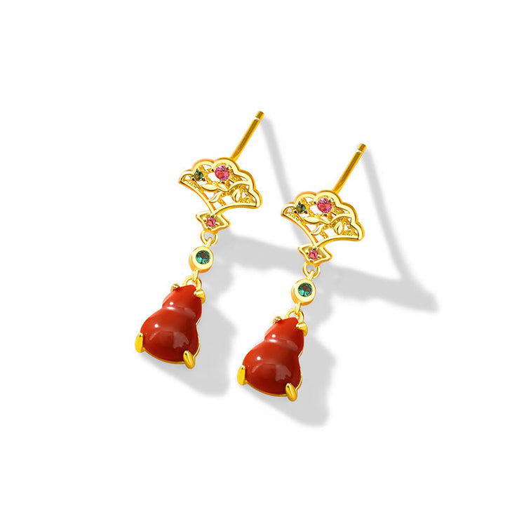 Juego de pendientes con colgante de collar y pulsera de confianza con Buddha Stones, Plata de Ley 925, ágata roja, calabaza, nubes propicias