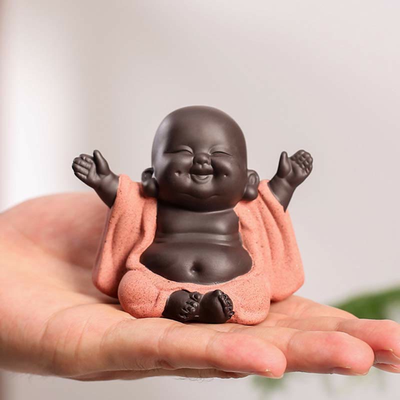 Buddha Stones siempre sonriendo, Buda riéndose, riqueza, suerte, arcilla púrpura, estatua de Maitreya, decoración - Buda sonriente siempre sonriente - image 0