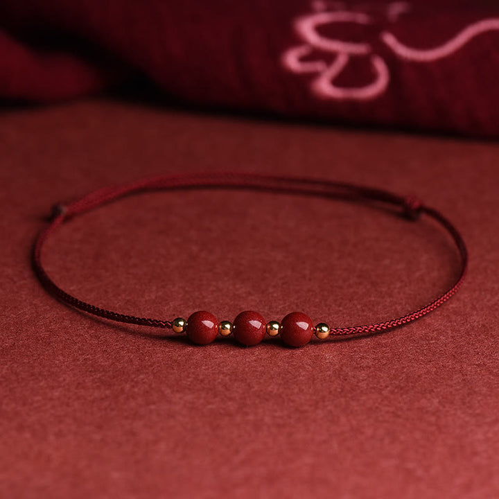 Pulsera tobillera con cuentas de cinabrio de la suerte naturales con Buddha Stones