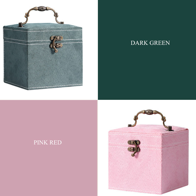 Caja organizadora de joyas con Buddha Stones, caja de almacenamiento de joyas de tres capas, caja de regalo de franela