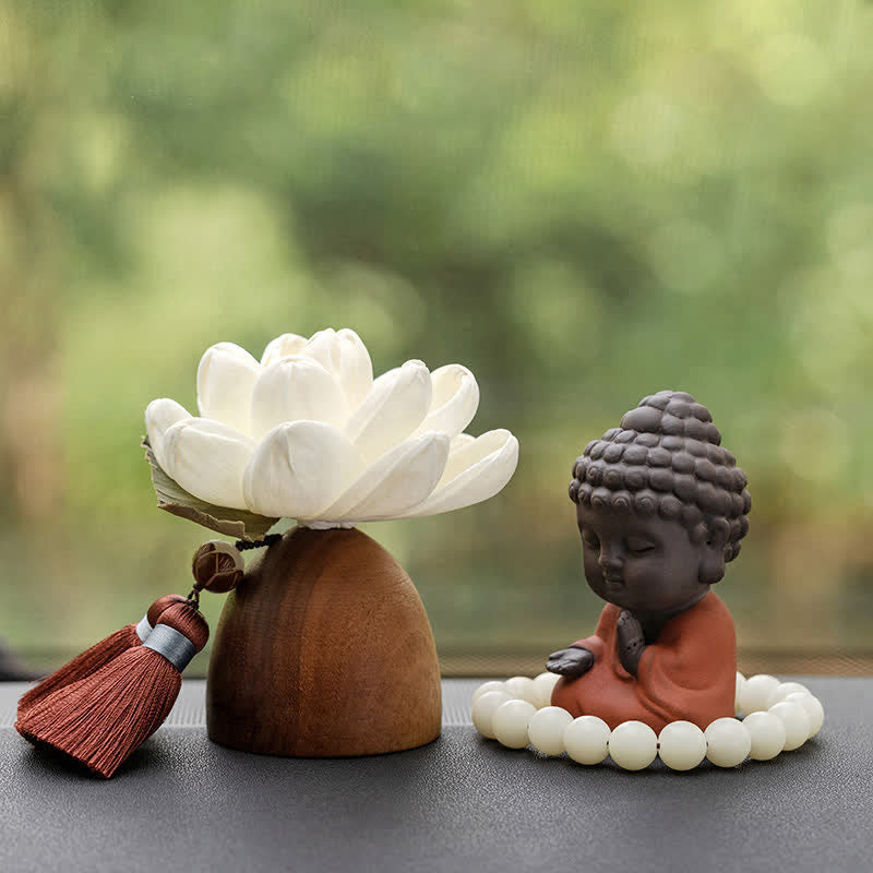 Decoraciones de cura calmante de flor de Buda de madera de melocotón negro