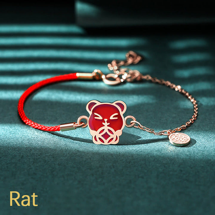 Pulsera de cadena de hilo rojo con protección de la suerte del zodiaco chino que cambia de color de Plata de Ley 925 con Buddha Stones - Rata (circunferencia de la muñeca 14-15 cm) - image 5