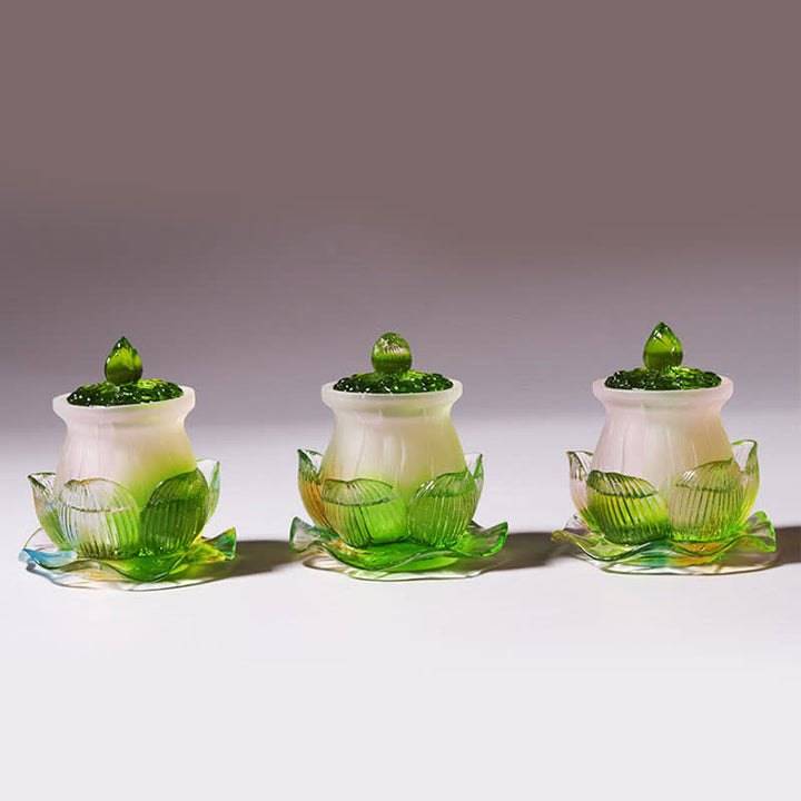 Pieza de arte de cristal Liuli hecha a mano de loto Feng Shui, decoración para el hogar y la Oficina - image 5
