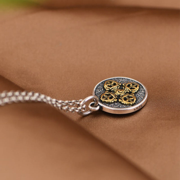 Colgante de plata de ley 925 con Buddha Stones , doble Dorje Vajra, bendición