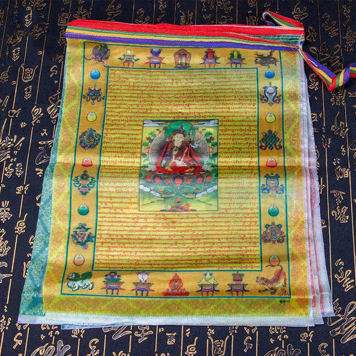Bandera tibetana de oración al aire libre, 5 colores, caballo de viento, Buda, Tara, escrituras curativas, auspiciosas