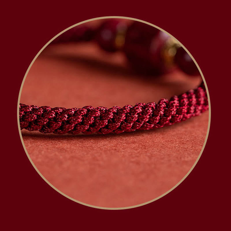 Pulsera trenzada con Buddha Stones, cinabrio del Tíbet, Om Mani Padme Hum, bendición grabada
