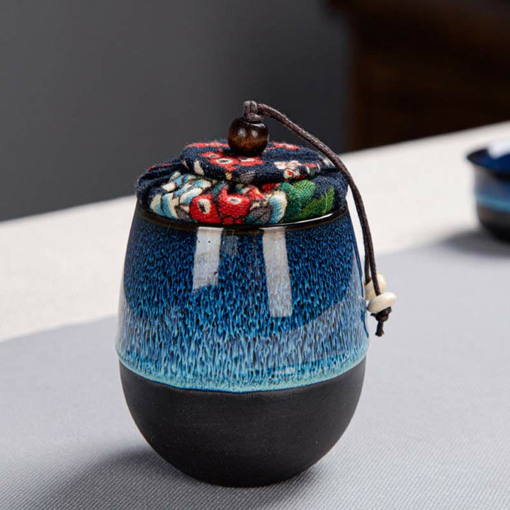 Juego de caja con bolsa de regalo portátil, tetera de cerámica de té Gongfu chino, Color degradado en azul, Buddha Stones - image 11