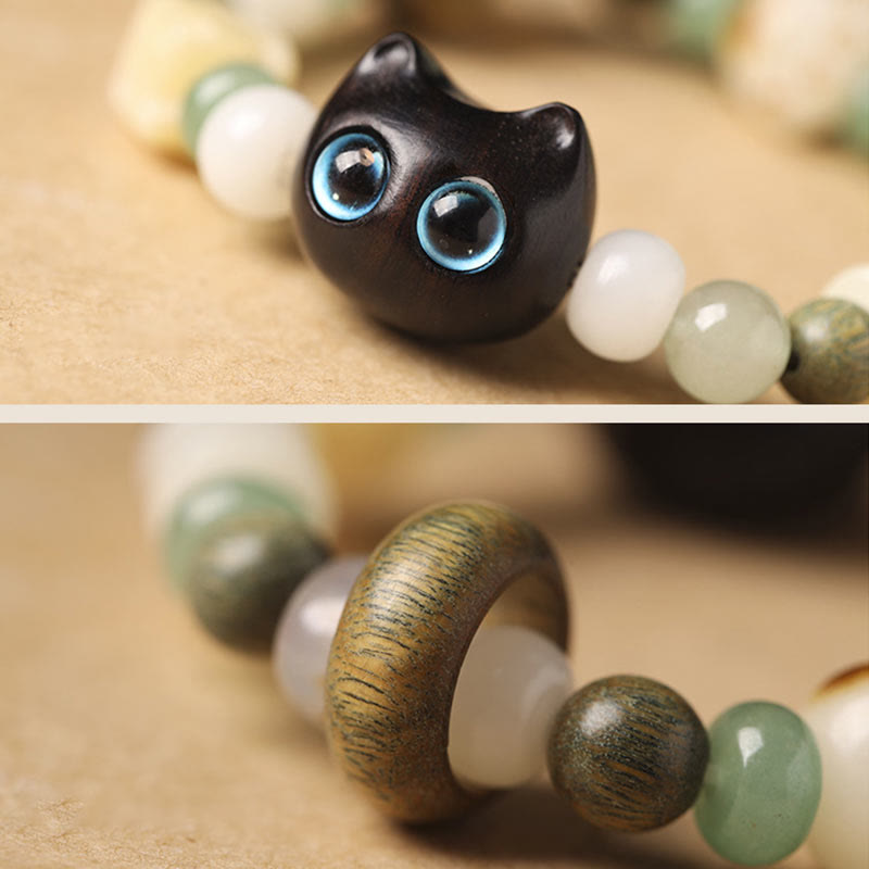 Buddha Stones, semillas de Bodhi, sándalo verde, madera de ébano, hoja pequeña, sándalo rojo, cabeza de gato, garra de pata, pulsera de la paz - image 5