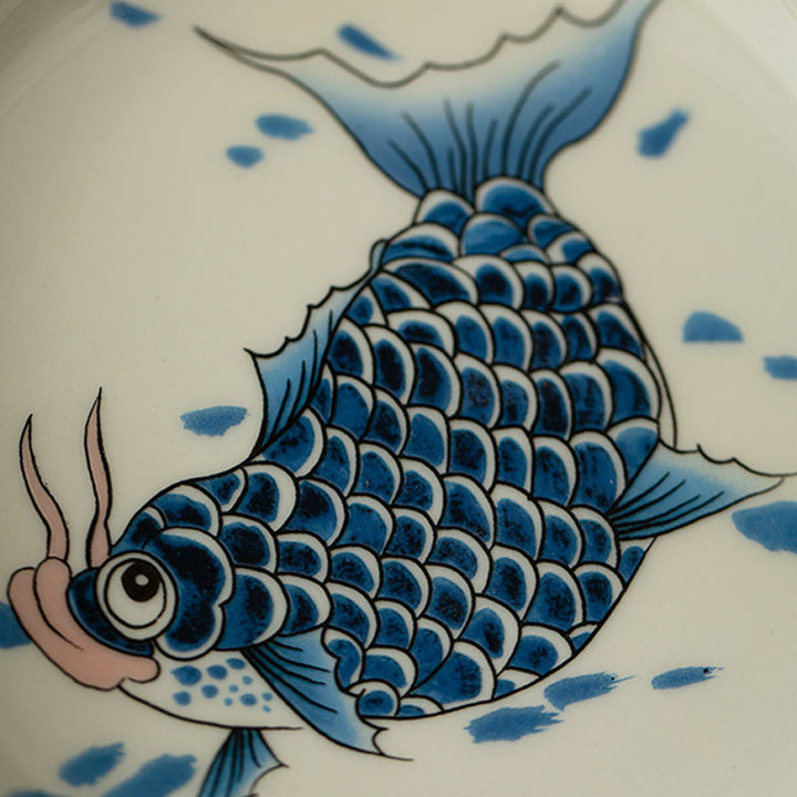 Buddha Stones Koi Arowana cerámica Gaiwan Sancai taza de té Kung Fu con tapa 130ml