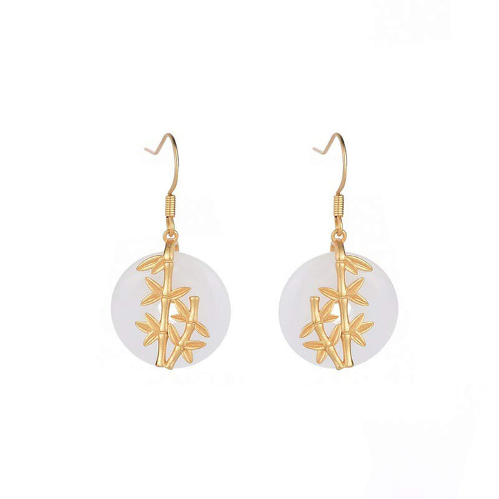 Pendientes de la fortuna de jade blanco FengShui de Buddha Stones
