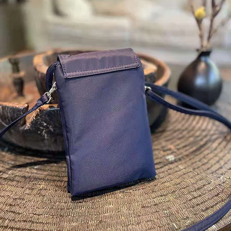 Buddha Stones, resistente al agua, hecho a mano, bordado, flores de loto, bolso de hombro, bolso para teléfono móvil