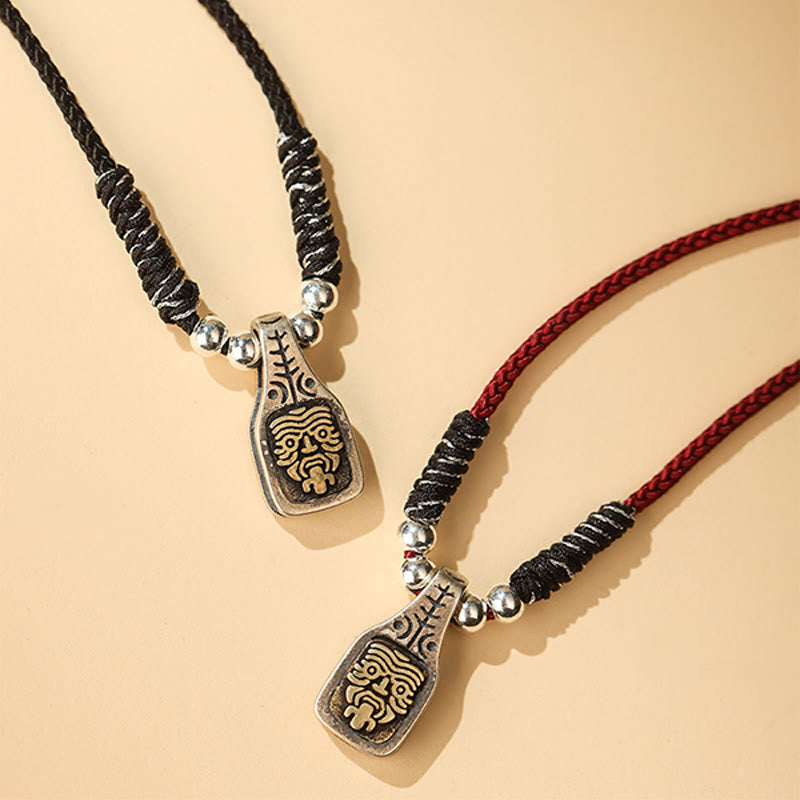 Collar con colgante de cuerda de protección de la diosa de la riqueza Zakiram de plata de ley 925 tibetana con Buddha Stones - image 0