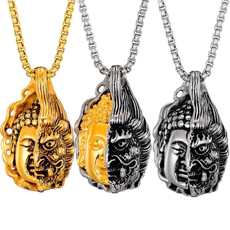 Collar Poderoso Buddha Stones Mitad Buda Mitad Diablo