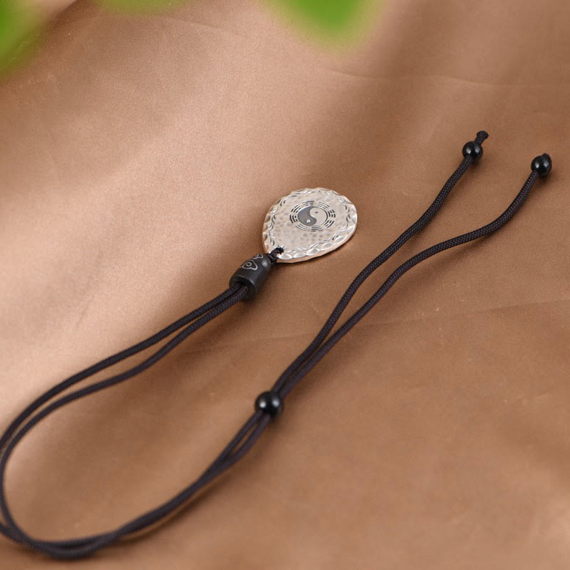 Buddha Stones Vintage Plata de Ley 999 Yin Yang Bagua diseño de gota de agua equilibrio armonía collar colgante - image 9