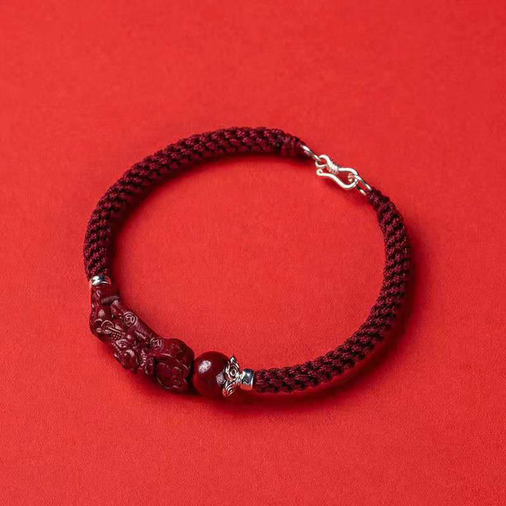 Pulsera trenzada de cinabrio PiXiu hecha a mano con Buddha Stones - image 1