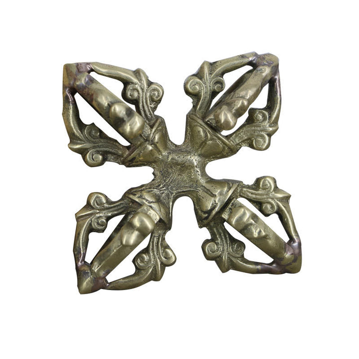 Nepal hecho a mano 5 puntas doble Dorje cobre fuerza Vajra