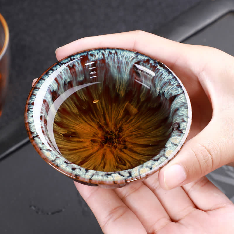 Tazas de té de cerámica coloridas con Buddha Stones para el hogar y la oficina