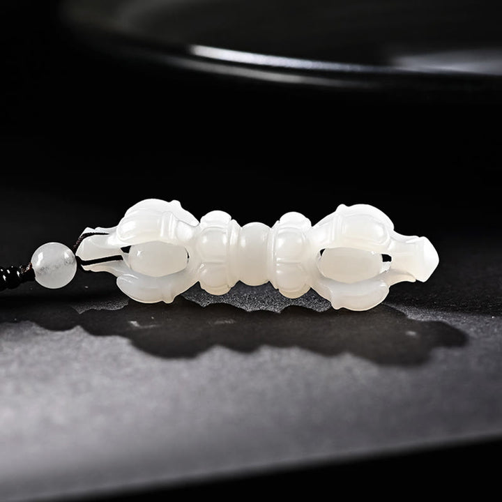 Colgante de collar de éxito grabado Dorje Vajra de Jade blanco de Jade cian hetiano Natural tibetano - image 13