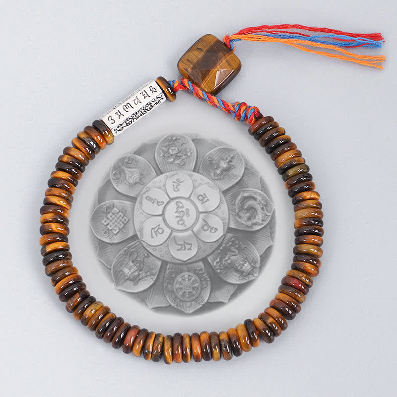 Pulsera de poder de protección Om Mani Padme Hum de ojo de tigre tibetano