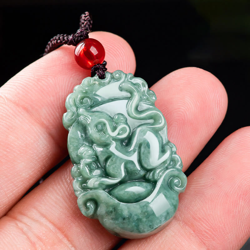 Colgante de collar de prosperidad del zodíaco chino con Buddha Stones de jade natural 12 - image 8