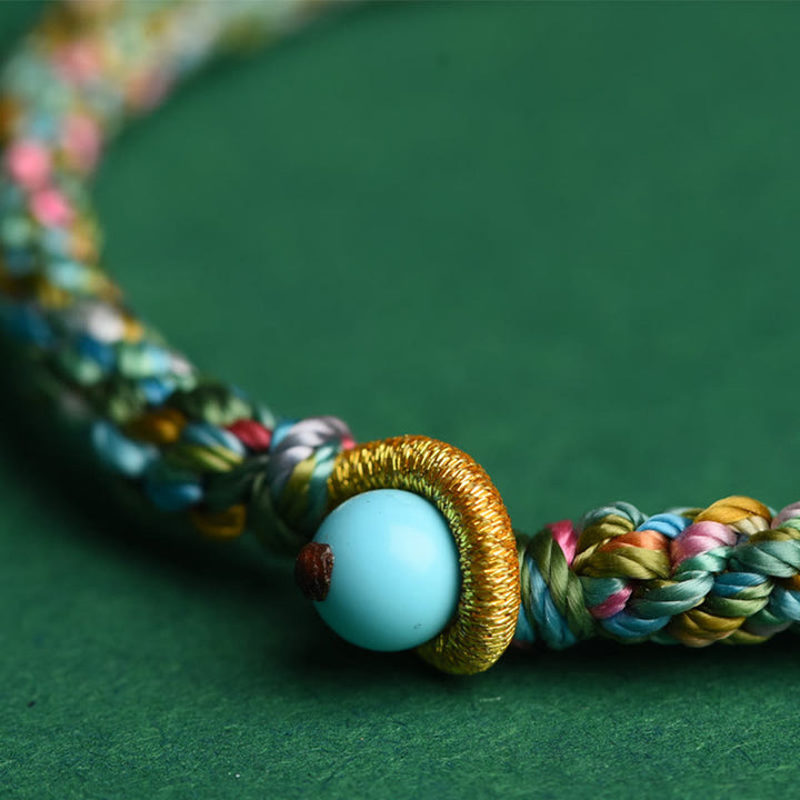 Pulsera trenzada hecha a mano para niños y adultos con Buddha Stones, cuerda colorida, suerte