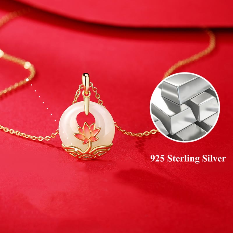 Collar con colgante de plata de ley 925 con Buddha Stones , jade blanco hetiano, flor de loto - image 8