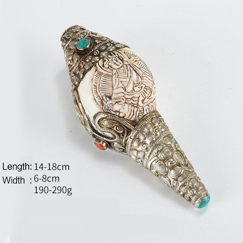 Decoración positiva de la riqueza de la concha de Buda Shankha grabada hecha a mano tibetana - Gurú Rinpoché - image 14