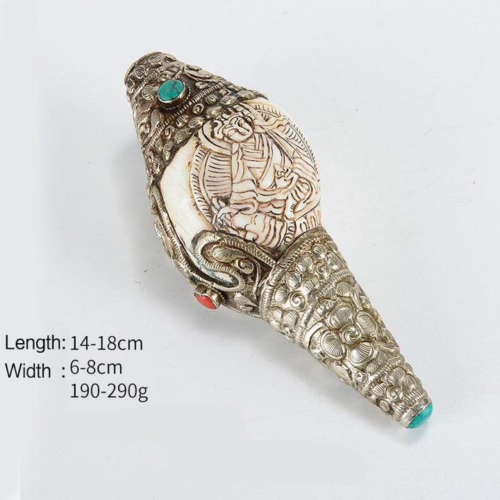 Decoración positiva de la riqueza de la concha de Buda Shankha grabada hecha a mano tibetana - Gurú Rinpoché - image 14