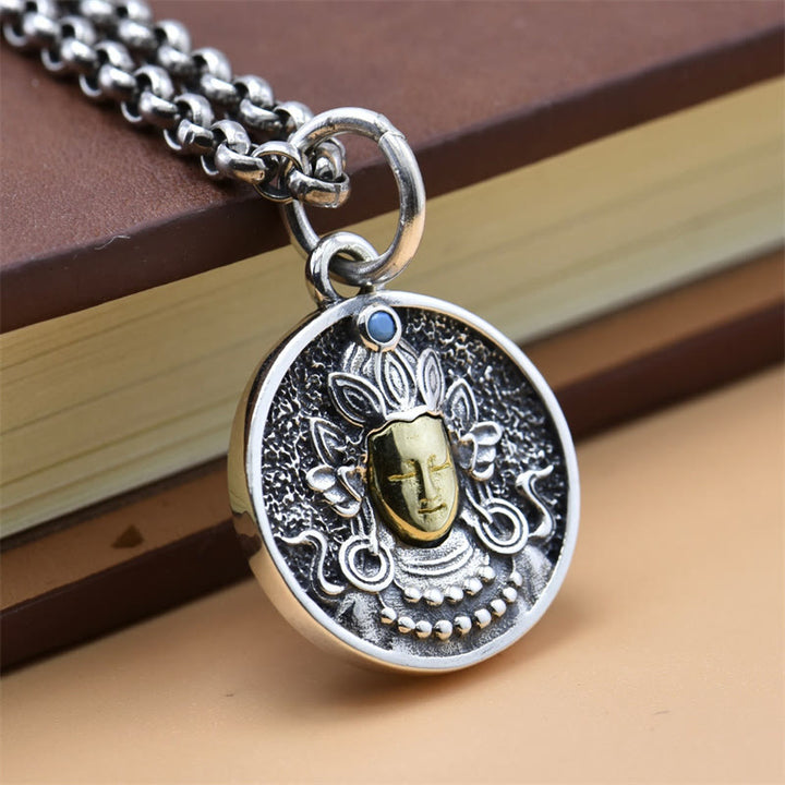Collar con colgante de plata de ley 925 con Buddha Stones , Tara verde, doble Dorje Vajra - image 5